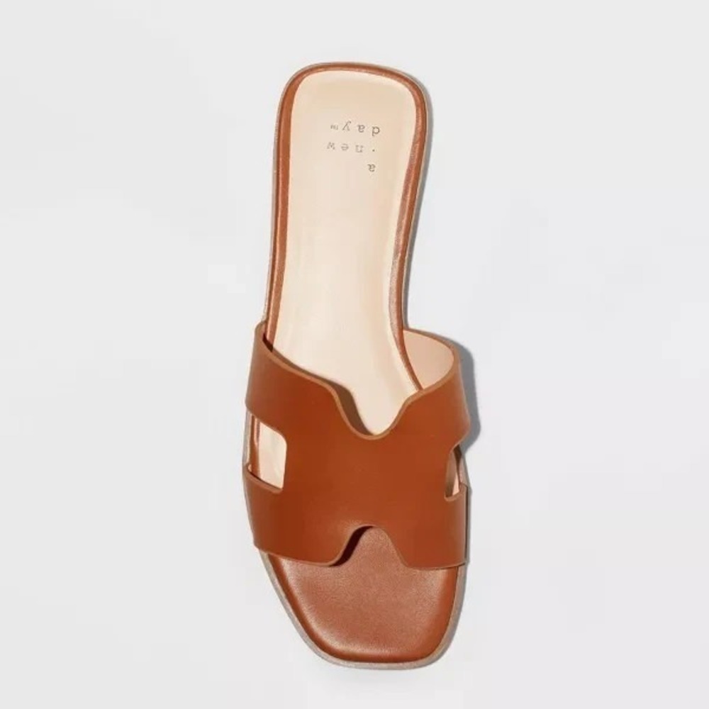 Women's Nina Slide Sandals by A New Day Cognac Size 7.5W New With Tags - Picture 3 of 6